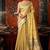 Beige tissue silk blend saree with floral zari border