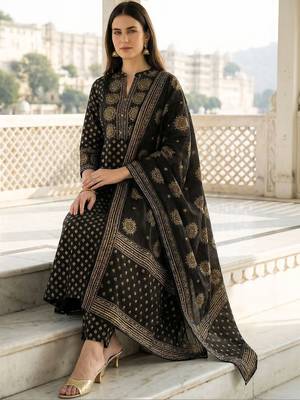 Women Ethnic Motifs Printed Regular Pure Cotton Kurta with Trousers & With Dupatta 5