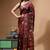 chocolate brown silk blend stitch saree with multicolor hand-embroidered floral pallu