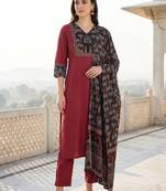 Women Ethnic Motifs Regular Pure Cotton Kurta with Trousers & With Dupatta