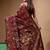 chocolate brown silk blend stitch saree with multicolor hand-embroidered floral pallu