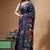 navy blue silk blend stitch saree with multicolor hand-embroidered floral pallu
