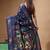 navy blue silk blend stitch saree with multicolor hand-embroidered floral pallu