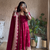 red color sequin embroidery silk blend gown set