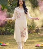 Women Floral Embroidered Regular Thread Work Kurta with Trousers