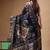 elegant black silk blend saree with hand-painted floral art & rich golden zari border