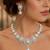 Pearl CZ Bridal Necklace Set, Silver Floral Statement Jewelry, Matching Earrings Bridesmaid Prom