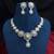 Pearl CZ Bridal Necklace Set, Silver Floral Statement Jewelry, Matching Earrings Bridesmaid Prom