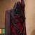 black silk blend stitch saree with red hand-embroidered floral pallu