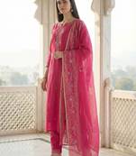 Women Ethnic Motifs Embroidered Regular Thread Work Kurta with Trousers & With Dupatta