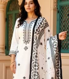 Women Embroidered Sequinned Pure Cotton Kurta with Trousers & Dupatta Kurta Sets