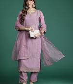 Embroidered Gotta Patti Kurta with Trousers & Dupatta