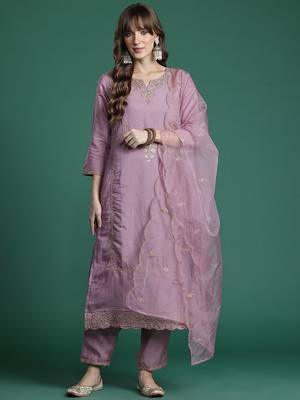 Embroidered Gotta Patti Kurta with Trousers & Dupatta 5
