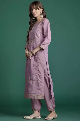 Embroidered Gotta Patti Kurta with Trousers & Dupatta