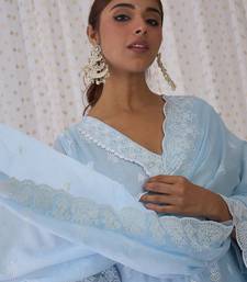 Ethnic Embroidered V-Neck Thread Work Pure Cotton Kurta with Trousers & Dupatta