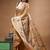 cinnamon brown silk blend stitch saree with multicolor hand-embroidered floral pallu