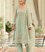 Ethnic Motifs Embroidered Sequinned Kurta With Trousers & Dupatta