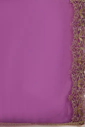 Notched Neck Floral Embroidered Liva Kurta with Trouser & Dupatta