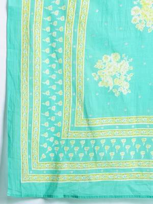 Floral Printed Pure Cotton Kurta with Trousers & With Dupatta 4