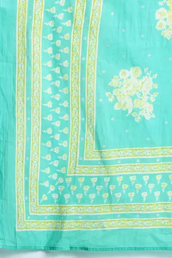 Floral Printed Pure Cotton Kurta with Trousers & With Dupatta