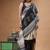 elegant black & off-white printed silk blend saree with geometric & leaf motif