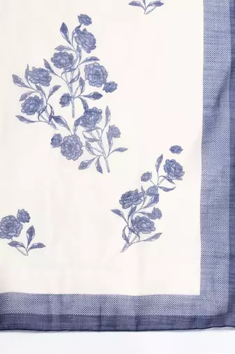 Floral Embroidered Thread Work Pure Cotton Kurta with Trousers & With Dupatta