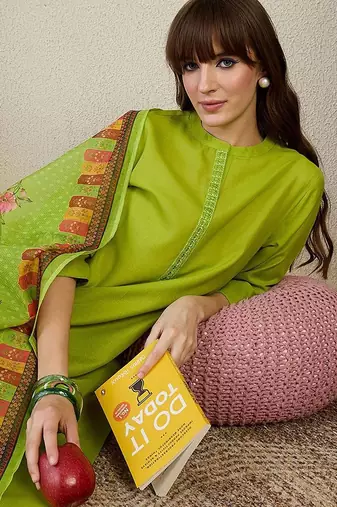 Women Ethnic Motifs Embroidered Regular Kurta, Trousers With Dupatta