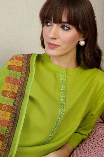 Women Ethnic Motifs Embroidered Regular Kurta, Trousers With Dupatta