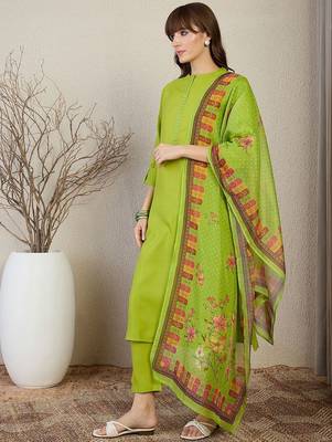 Women Ethnic Motifs Embroidered Regular Kurta, Trousers With Dupatta 4