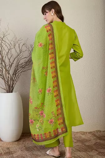 Women Ethnic Motifs Embroidered Regular Kurta, Trousers With Dupatta