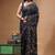 black silk blend stitch saree with multicolor hand-embroidered floral pallu