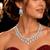 CZ Bridal Necklace Set, Statement Drop Earrings, Rhodium Plated Chandelier Jewelry