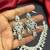 CZ Bridal Necklace Set, Statement Drop Earrings, Rhodium Plated Chandelier Jewelry