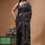 black silk blend stitch saree with multicolor hand-embroidered floral pallu
