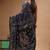 black silk blend stitch saree with multicolor hand-embroidered floral pallu