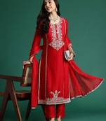 Ethnic Motifs Embroidered Kurta with Trousers & With Dupatta
