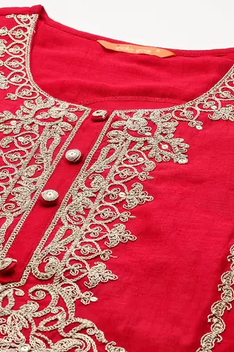 Ethnic Motifs Embroidered Kurta with Trousers & With Dupatta