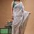 offwhite silk blend stitch saree with self hand-embroidered floral pallu