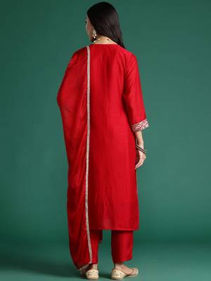 Ethnic Motifs Embroidered Kurta with Trousers & With Dupatta 7