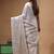 offwhite silk blend stitch saree with self hand-embroidered floral pallu