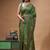 olive green silk blend stitch saree with multicolor hand-embroidered floral pallu
