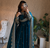 teal color sequin embroidery silk blend gown set