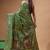 olive green silk blend stitch saree with multicolor hand-embroidered floral pallu