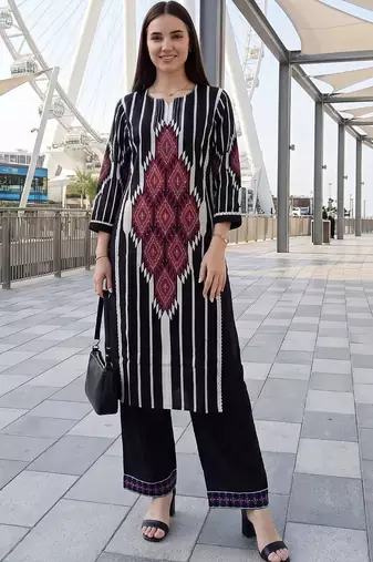 Women Printed Regular Pure Cotton Kurta with Palazzos