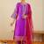 Floral Yoke Design Round Neck Thread Work Straight Kurta & Dupatta with Trousers