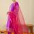 Floral Yoke Design Round Neck Thread Work Straight Kurta & Dupatta with Trousers