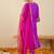 Floral Yoke Design Round Neck Thread Work Straight Kurta & Dupatta with Trousers