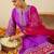 Floral Yoke Design Round Neck Thread Work Straight Kurta & Dupatta with Trousers