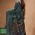 dark green silk blend stitch saree with multicolor hand-embroidered floral pallu