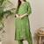 Floral Embroidered Round Neck Thread Work Straight Kurta & Trousers